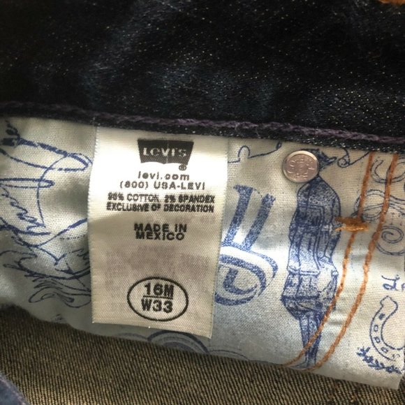 Levi's 552 Mid-Rise Straight Dark Wash Denim Jeans Stretch 33"x30"  Women's 16M - Picture 7 of 8